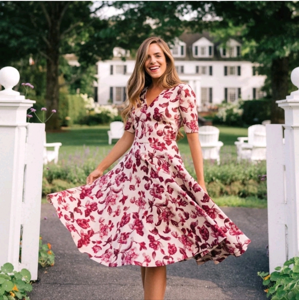 Gal Meets Glam Edith Floral Fit And Flare Midi Dress - Picture 2 of 13